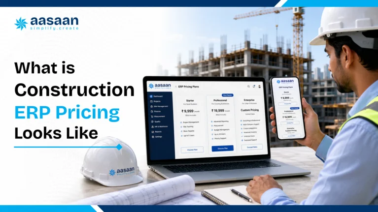 Builder comparing construction ERP costs in India
