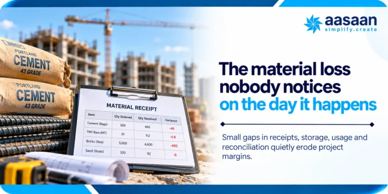 Material loss on construction sites caused by gaps in receipts storage usage and reconciliation