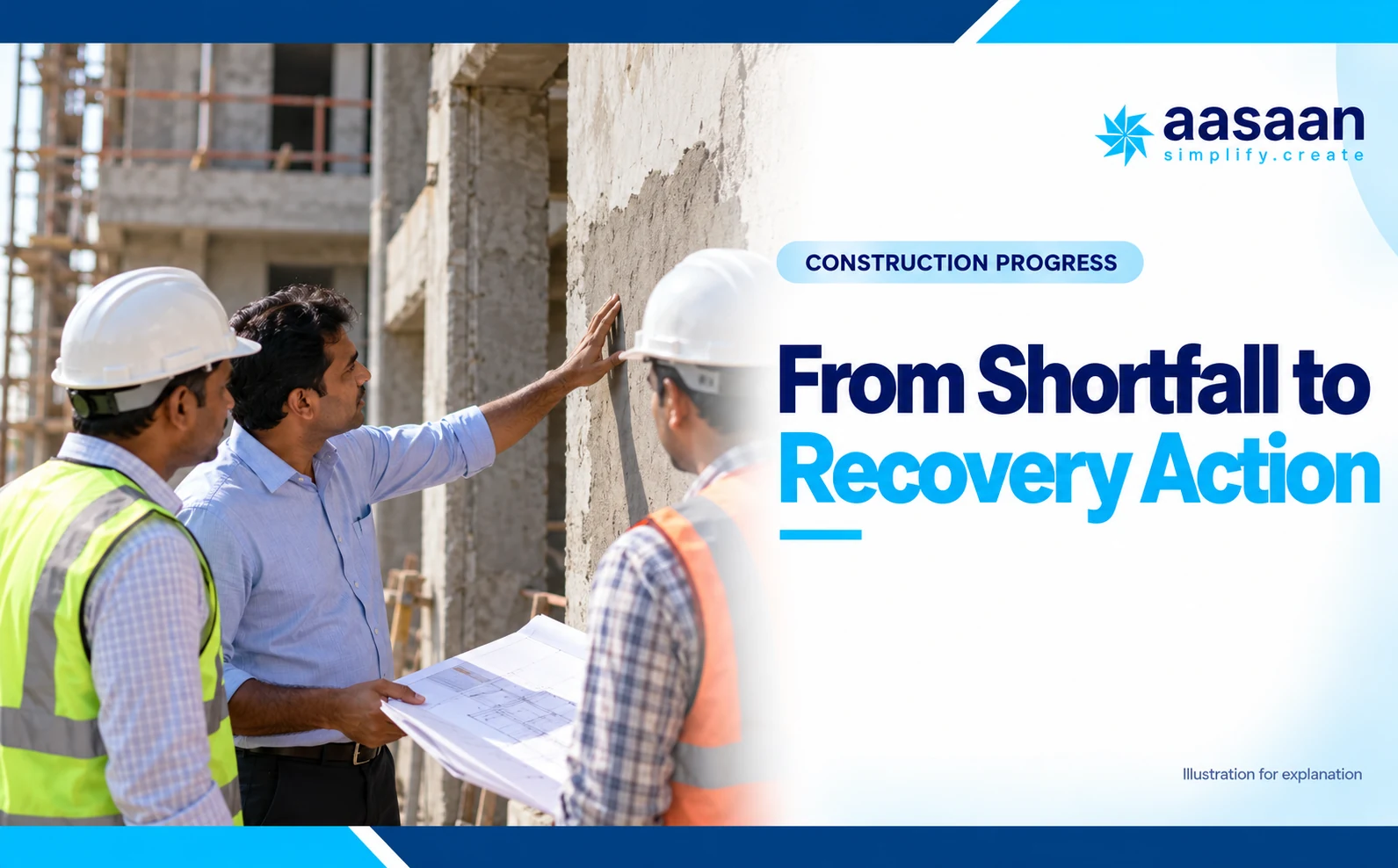 Worked example: from a progress shortfall to a recovery decision — Aasaan construction progress guide