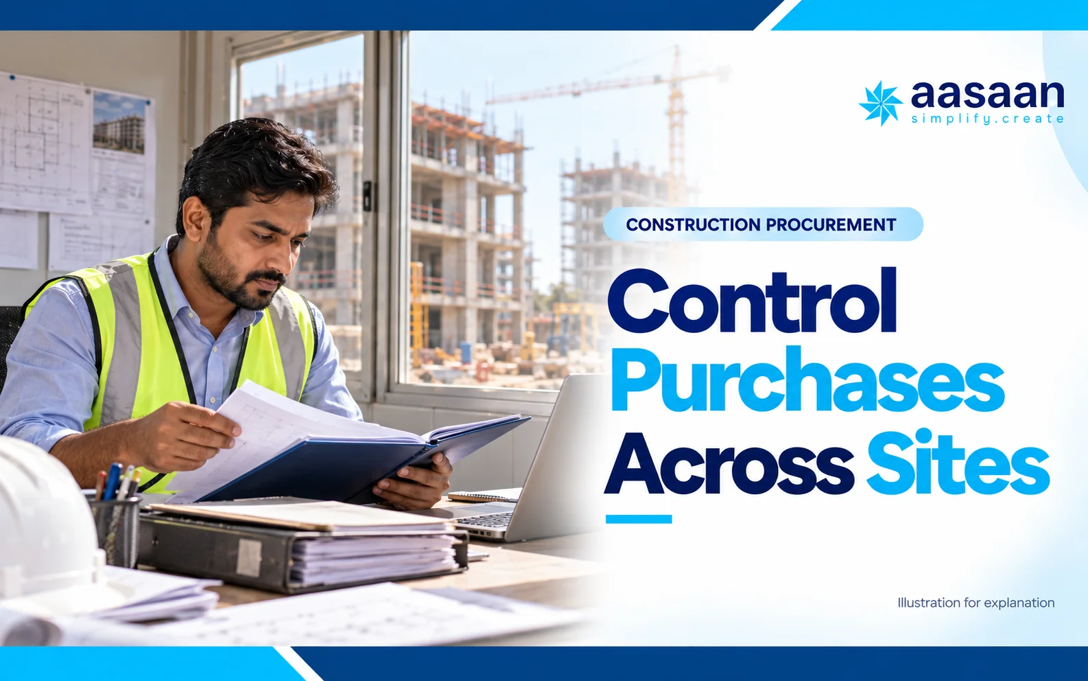 How do you control purchases across multiple construction sites — Aasaan illustrated guide