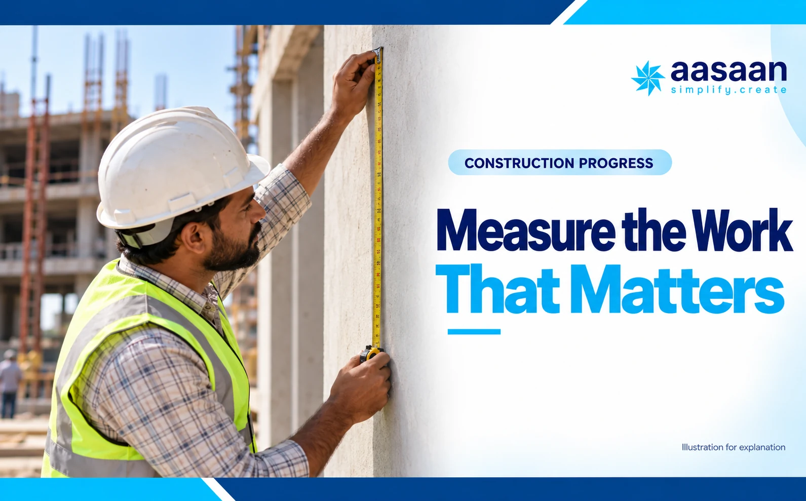 How should you measure different types of construction work? — Aasaan construction progress guide
