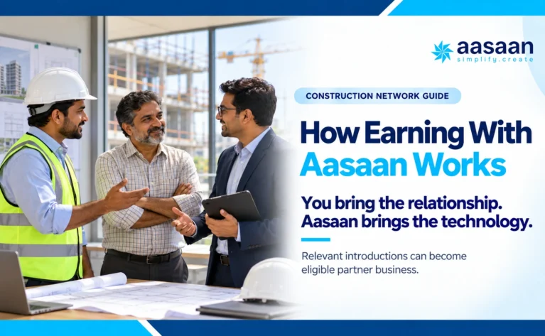 A construction professional introducing a business owner to an Aasaan opportunity