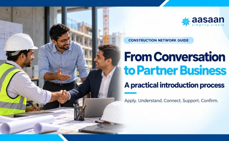 A contextual introduction between construction professionals and a software partner