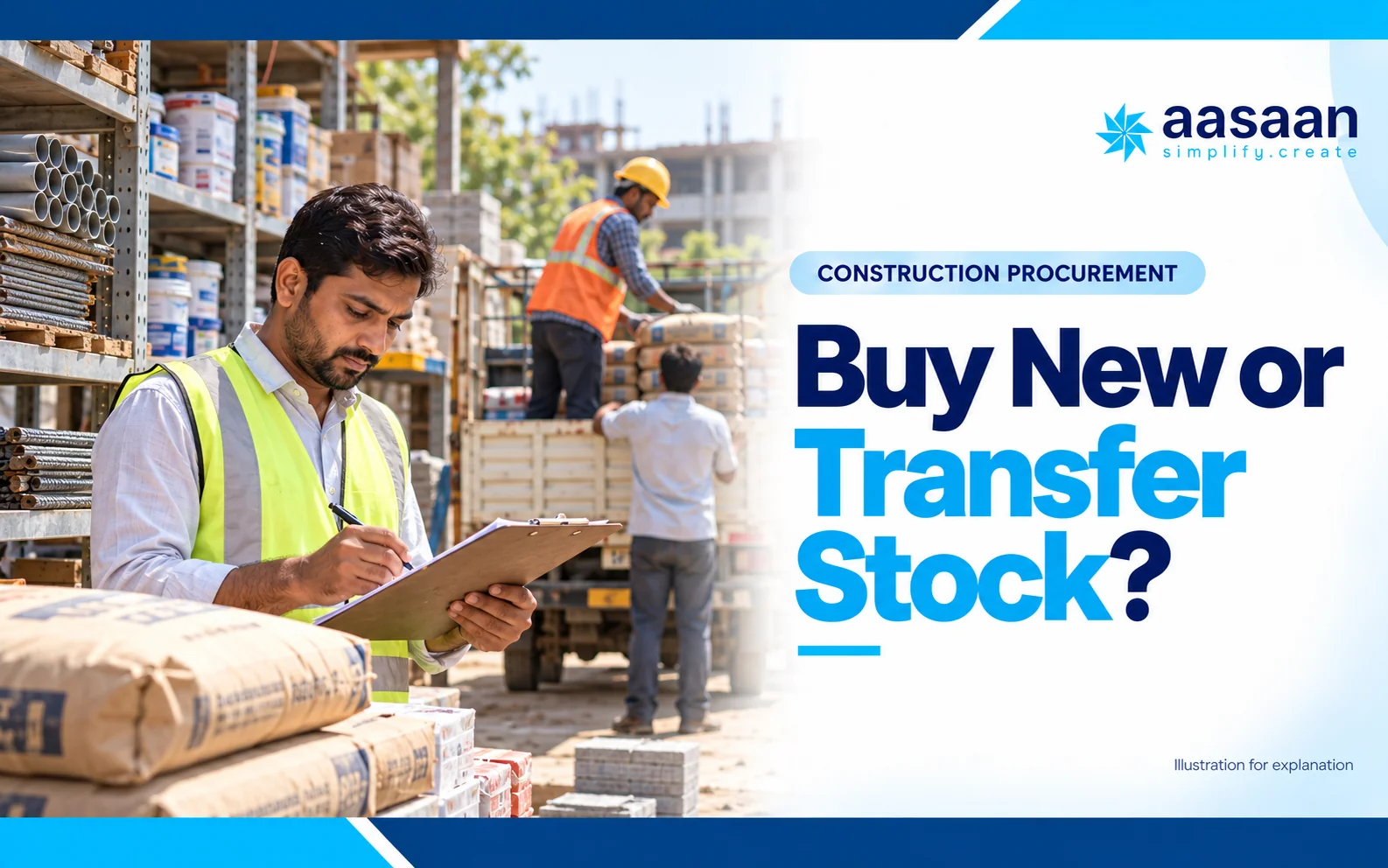 A second example: buy new material or transfer available stock — Aasaan illustrated guide