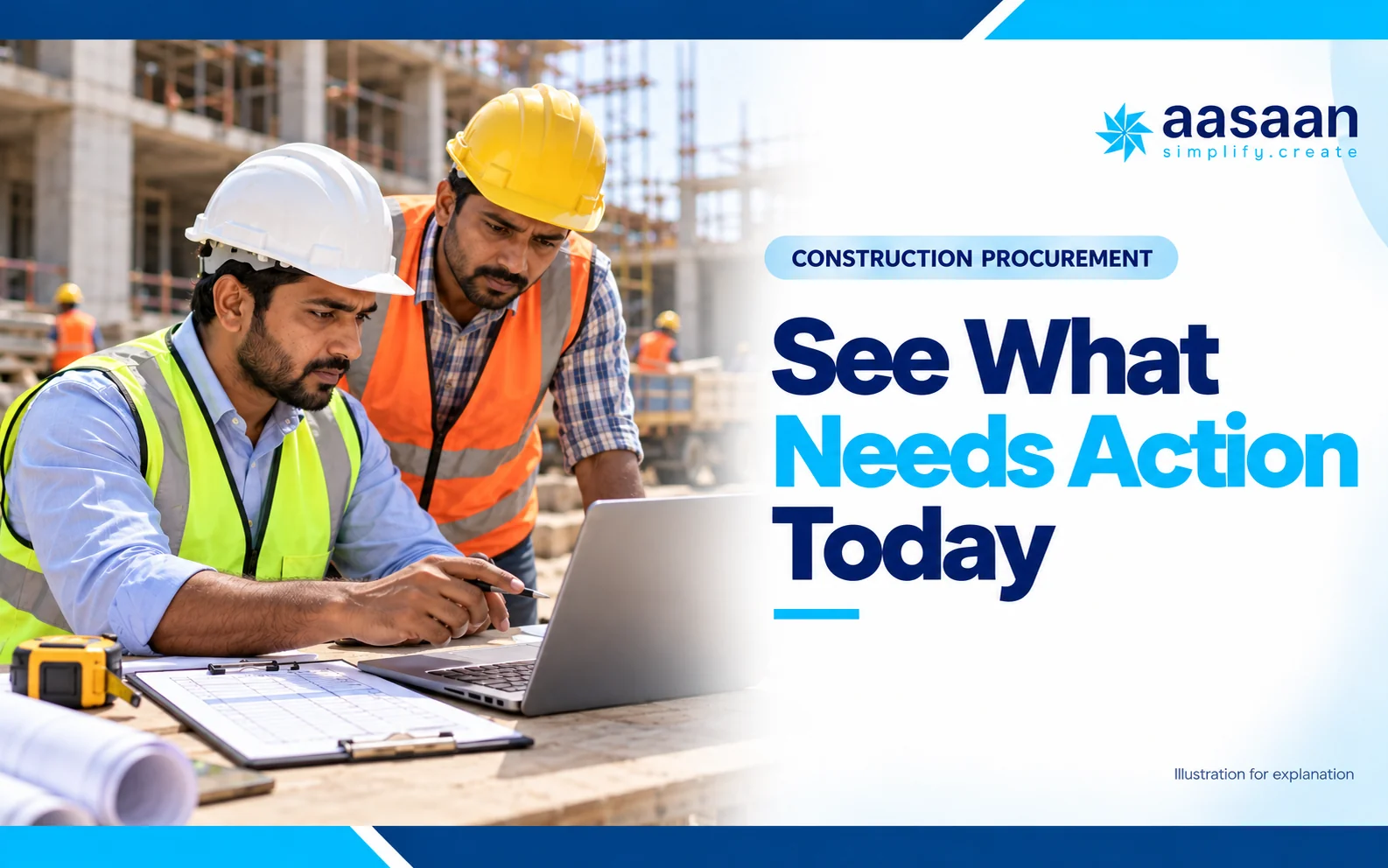 What should a construction procurement dashboard show — Aasaan illustrated guide