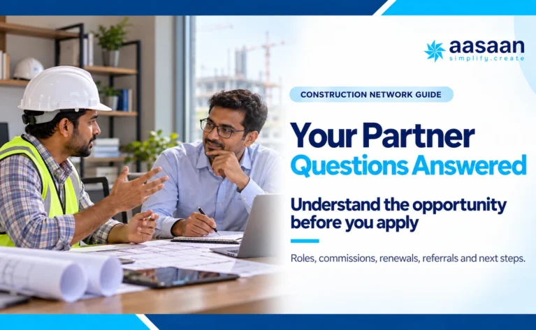 Construction professional asking questions about referrals and partner participation