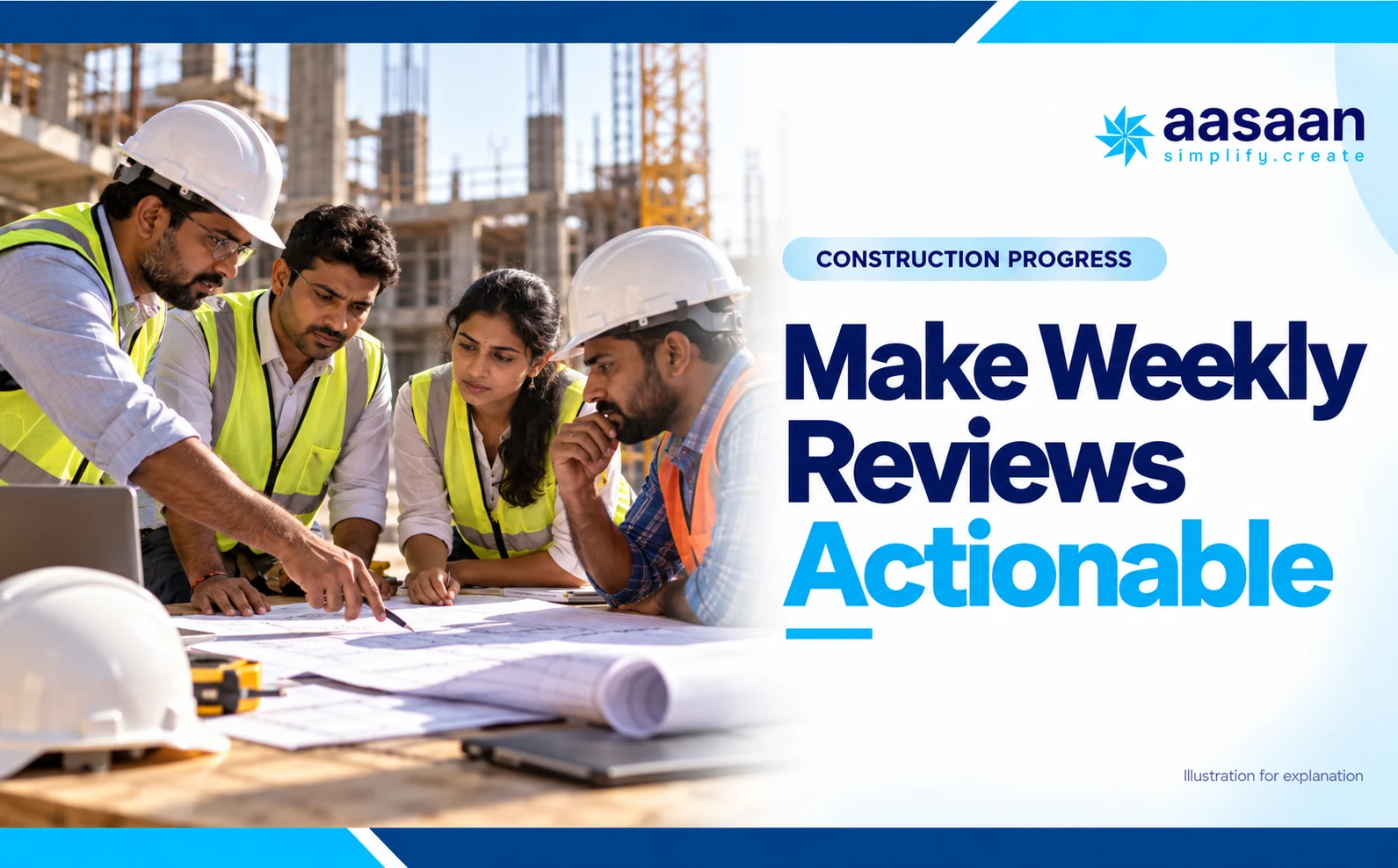 A practical agenda for your weekly progress review — Aasaan construction progress guide