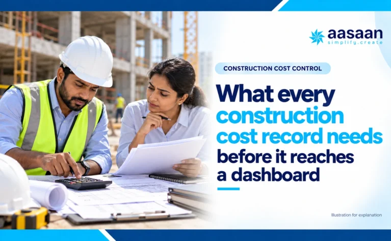 Illustration: What every construction cost record needs before it reaches a dashboard