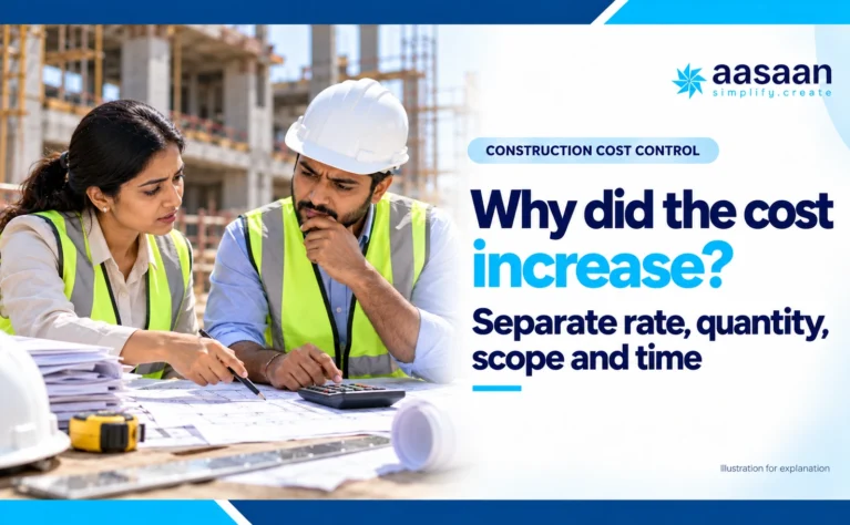 Illustration: Why did the cost increase? Separate rate, quantity, scope and time